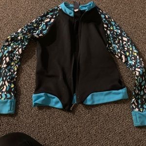 Girls jacket black and blue and green
